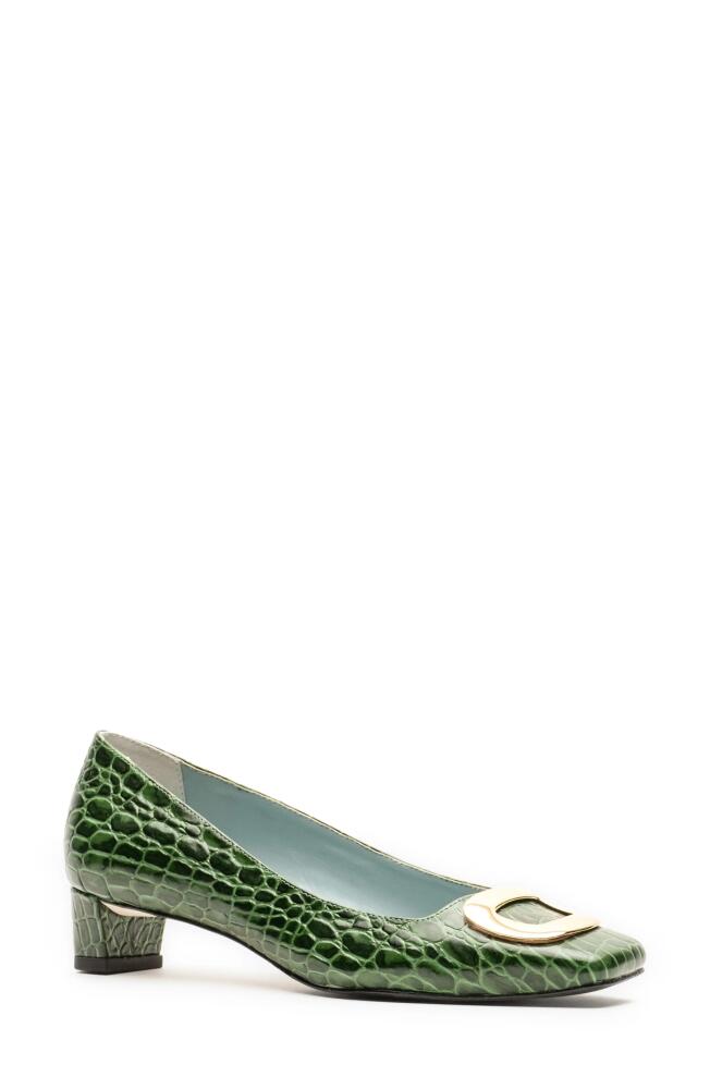 Frances Valentine Mary Pump in Croc Emboss Leather Dark Green Cover