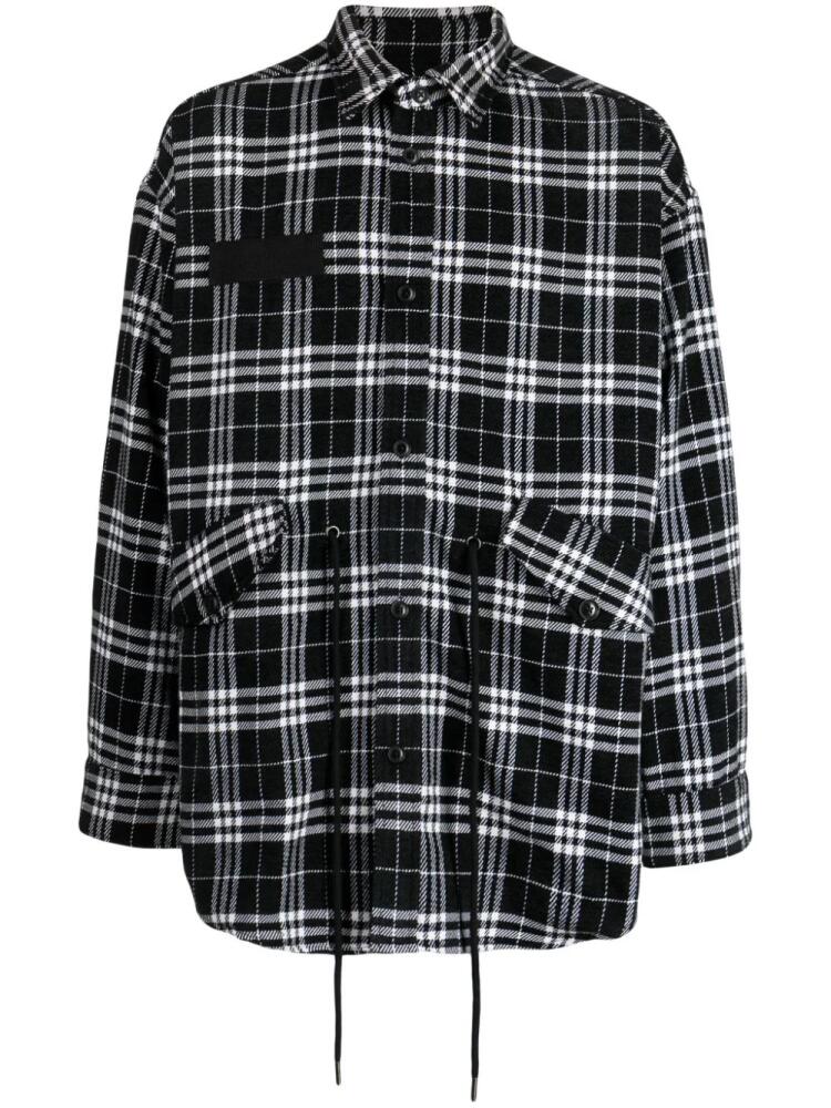 FIVE CM plaid drawstring-waist shirt - Black Cover