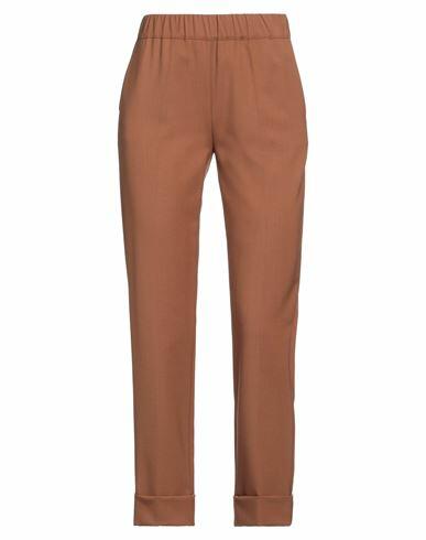 D. exterior Woman Pants Brown Merino Wool, Lycra Cover