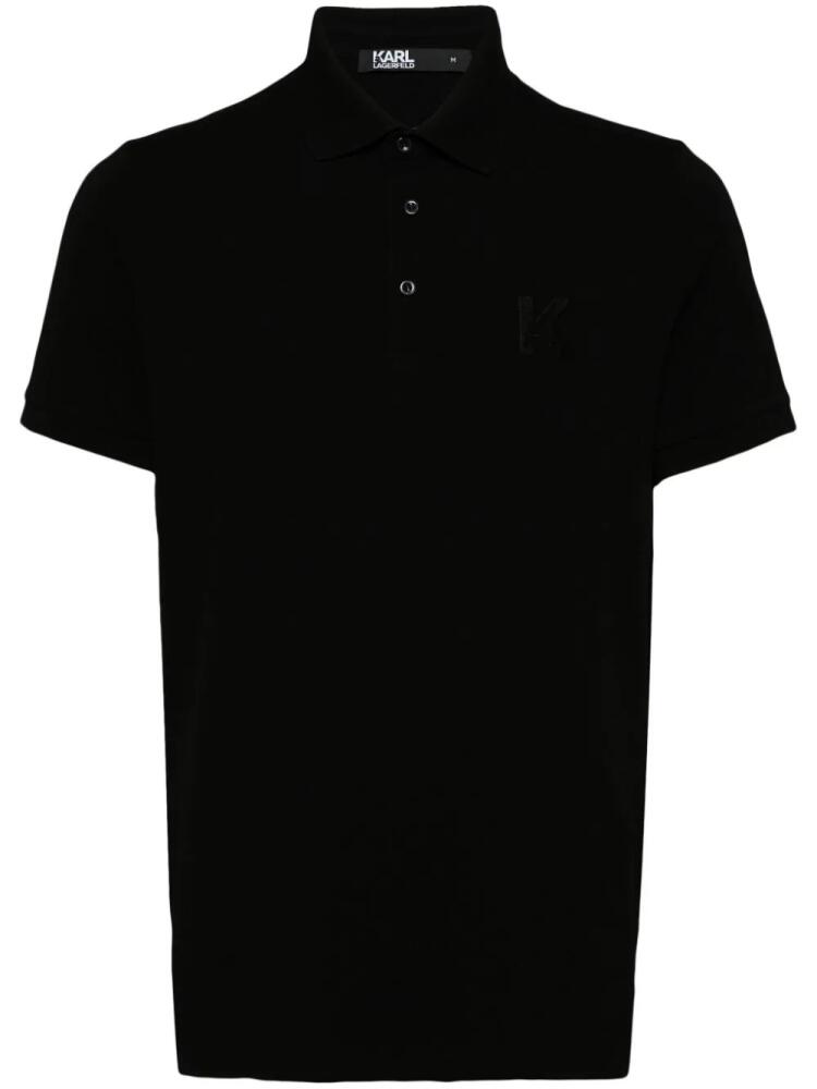 Karl Lagerfeld embroidered logo polo shirt - Black Cover