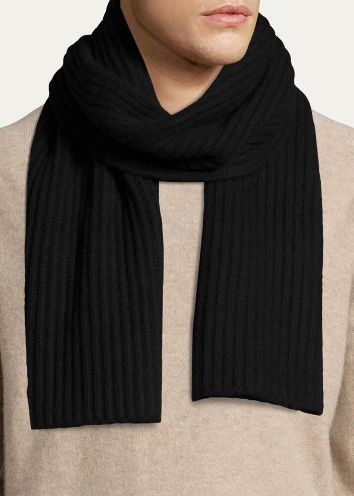 Bergdorf Goodman Ribbed Cashmere Scarf, Black Cover