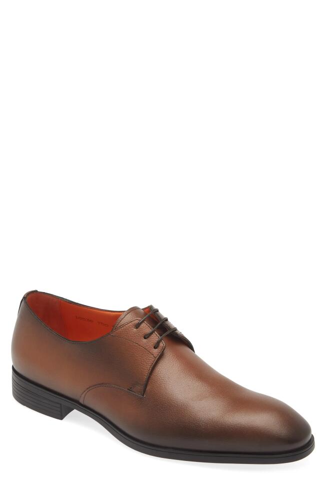 Santoni Induct Plain Toe Derby in Dark Brown-T50 Cover