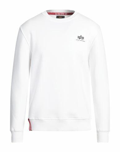 Alpha Industries Man Sweatshirt White Cotton, Polyester Cover