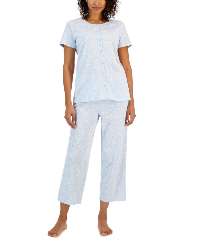 Charter Club Women's 2-Pc. Cotton Printed Cropped Pajamas Set, Created for Macy's - Paisley Floral Cover