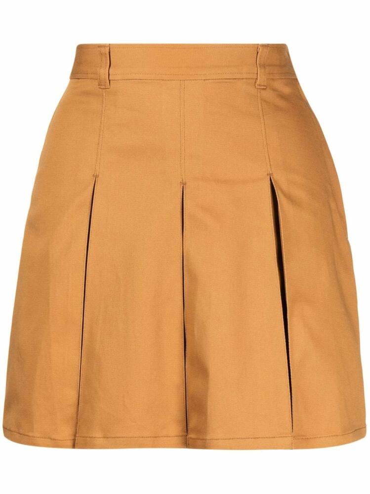 CHOCOOLATE pleated stretch-cotton mini skirt - Brown Cover