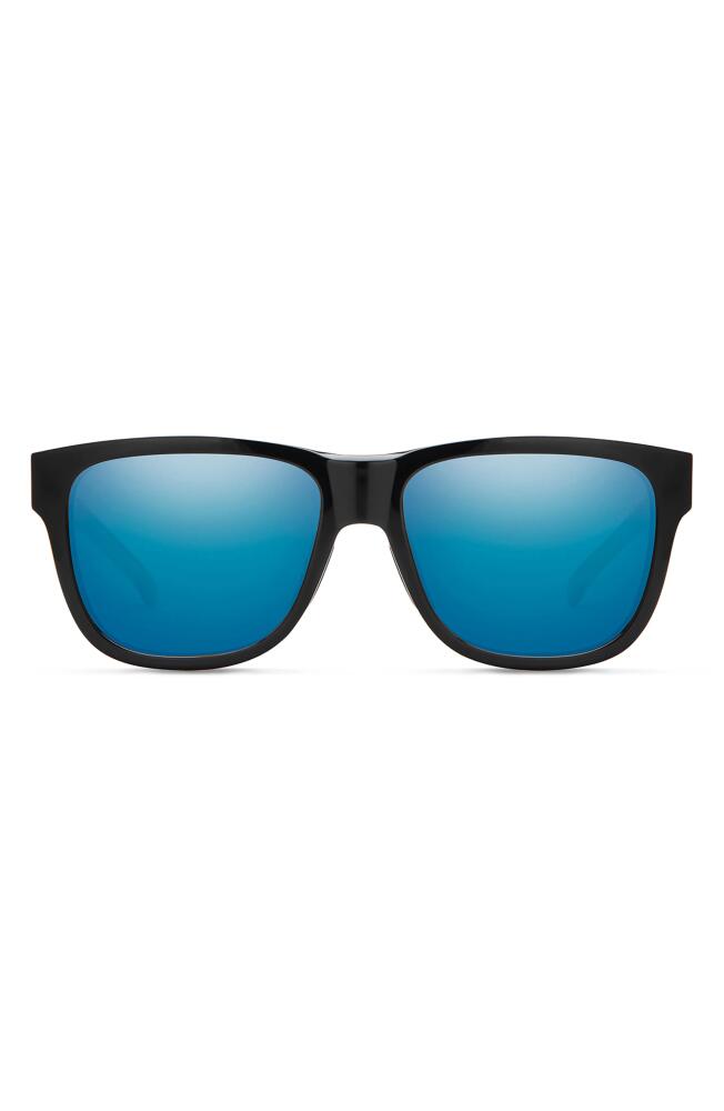 Smith Lowdown Slim 2 53mm ChromaPop Polarized Square Sunglasses in Black /Blue Mirror Cover