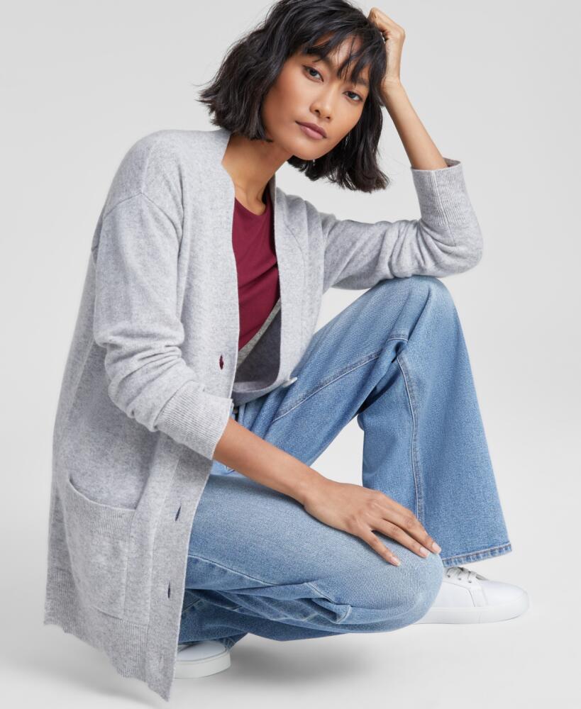 Charter Club Women's Button-Front 100% Cashmere Cardigan, Created for Macy's - Ice Grey Heather Cover