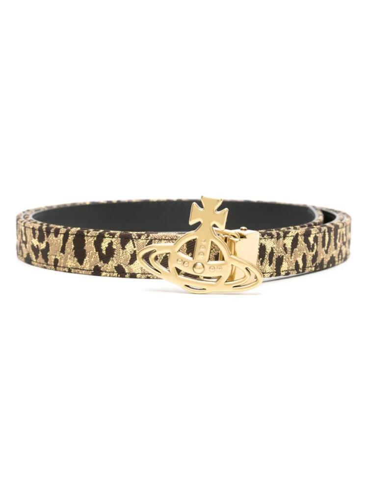 Vivienne Westwood Orb-buckle leopard-lurex belt - Brown Cover