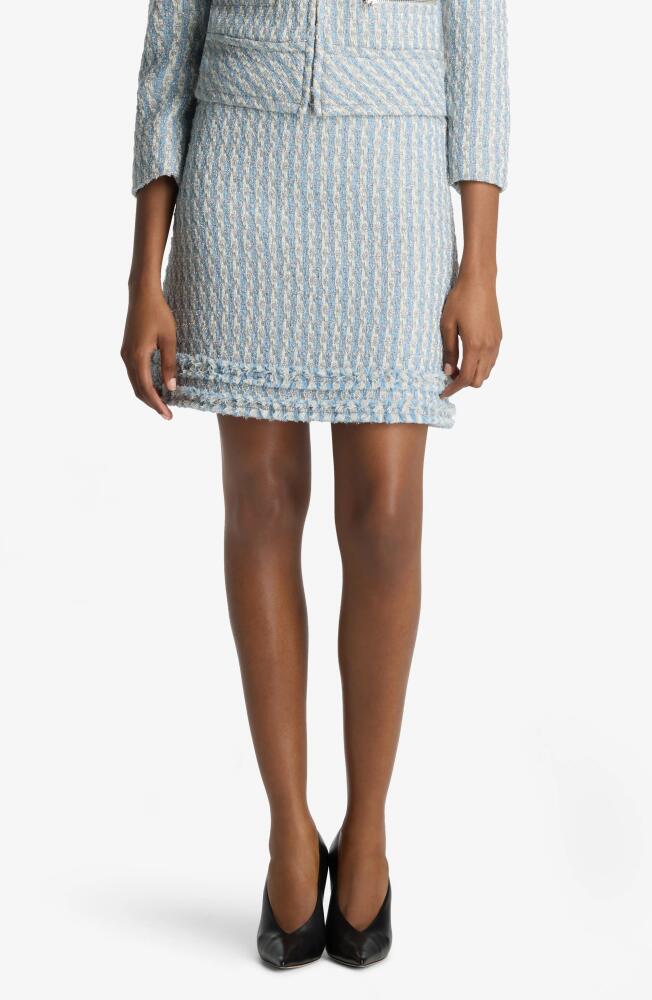 St. John Collection Metallic Tweed Skirt in Powder Blue/White Multi Cover