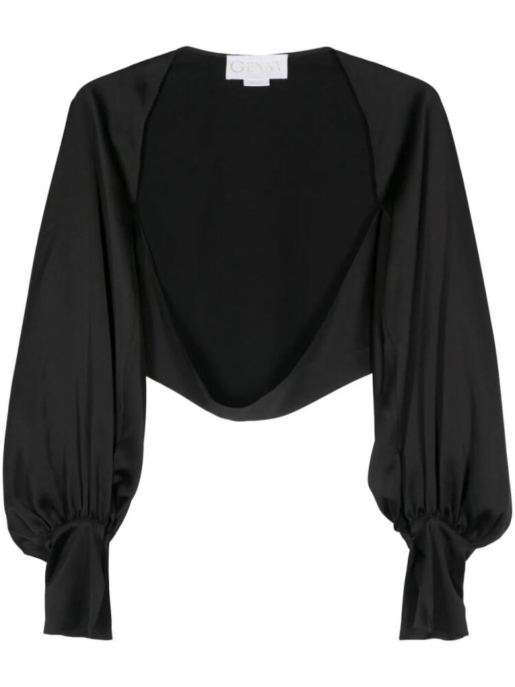 Genny satin cropped jacket - Black Cover