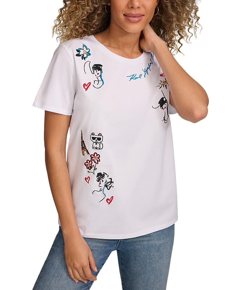 Karl Lagerfeld Paris Whimsy Embroidered Logo Tee Cover