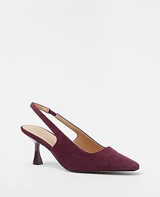 Ann Taylor Squared Slingback Suede Pumps Cover