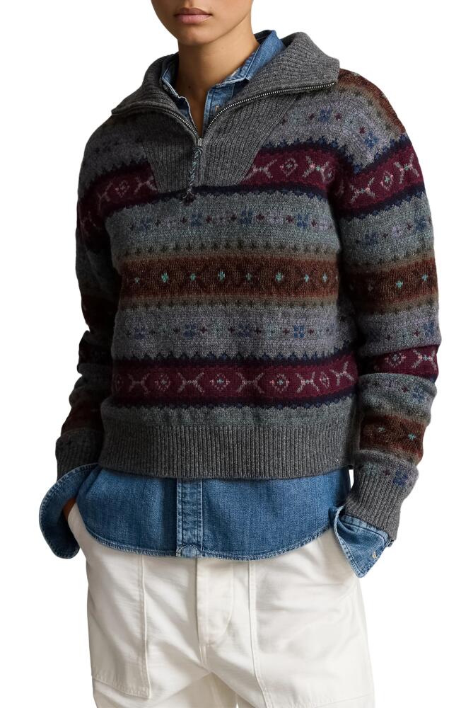 Polo Ralph Lauren Fair Isle Wool Quarter Zip Sweater in Grey Multi Cover