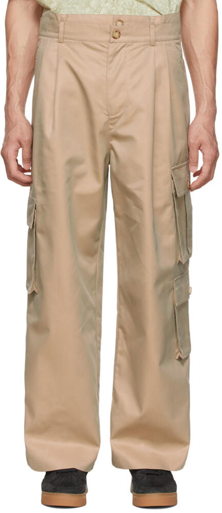 Feng Chen Wang Beige Cotton Cargo Pants Cover