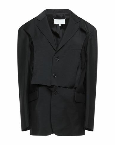 Maison Margiela Woman Blazer Black Mohair wool, Virgin Wool Cover