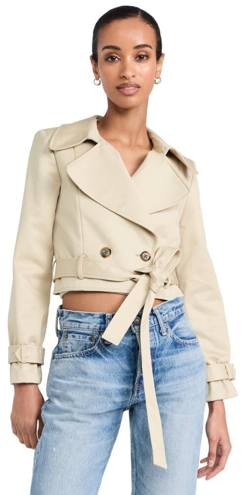 alice + olivia Hayley Cropped Trench Coat with Belt Latte Cover