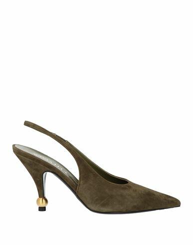 Maria Luca Woman Pumps Military green Leather Cover