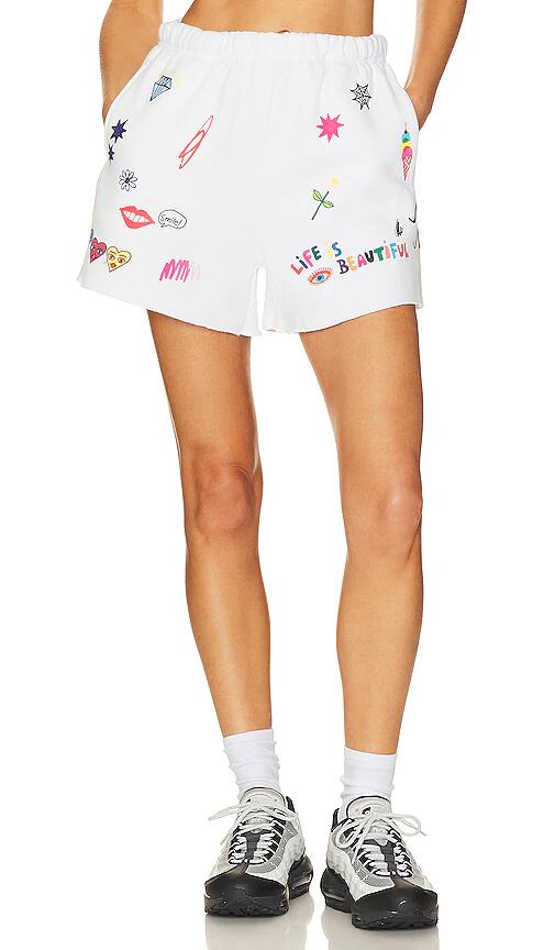 The Mayfair Group Somebody Loves You Sweat Shorts in White Cover