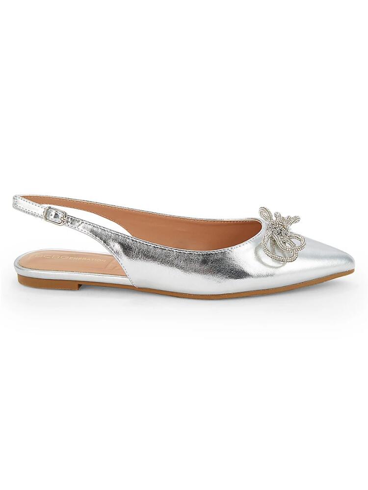 BCBGeneration Women's Kristin Slingback Flats - Silver Cover