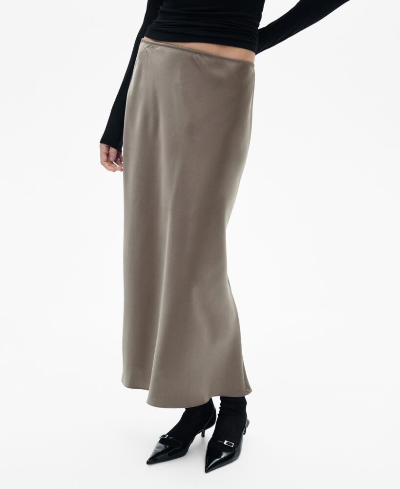 Mango Women's Midi Satin Skirt - Medium Brown Cover