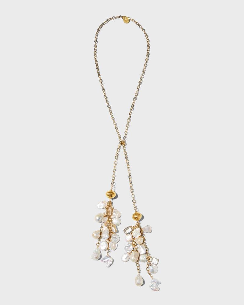 Devon Leigh Freshwater and Keishi Pearl Lariat Necklace Cover