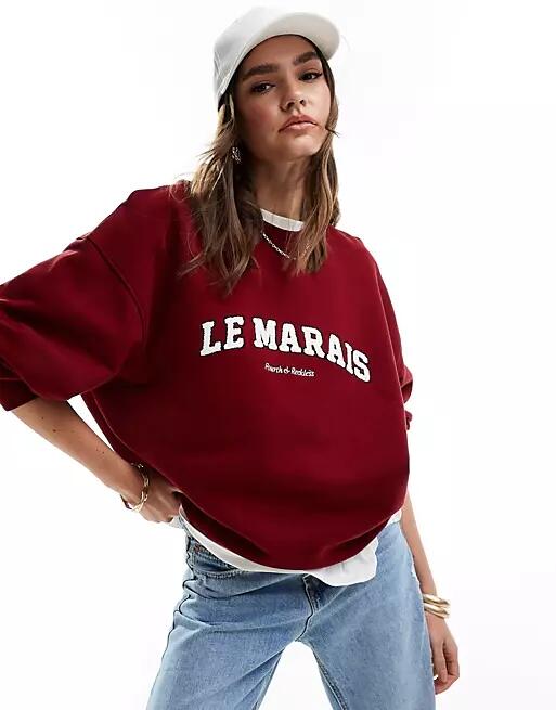 4th & Reckless Le Marais boucle logo sweatshirt in red-Multi Cover