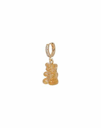 Crystal Haze Woman Single Earring Gold Brass, 750/1000 gold plated, Resin, Cubic zirconia Cover