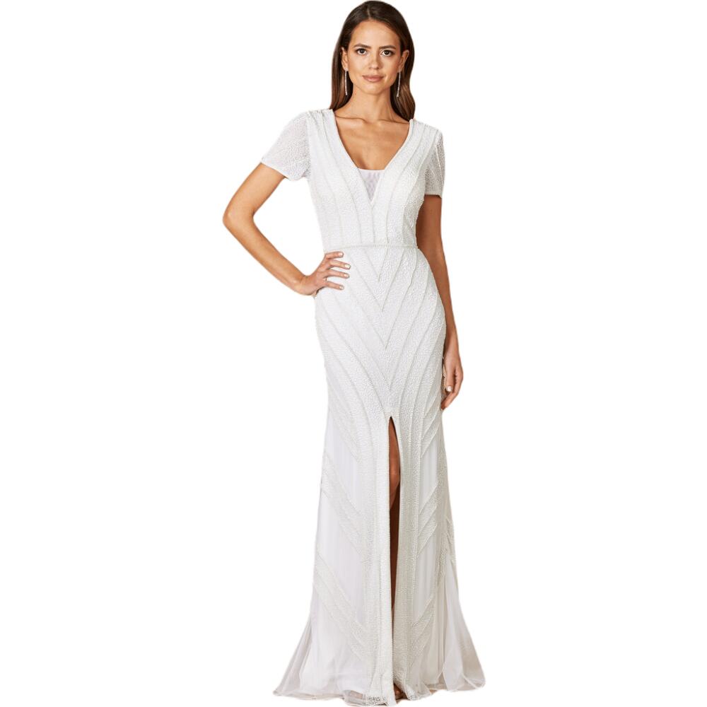 LARA New York Gabriella Beaded Plunge Wedding Dress in Ivory Cover