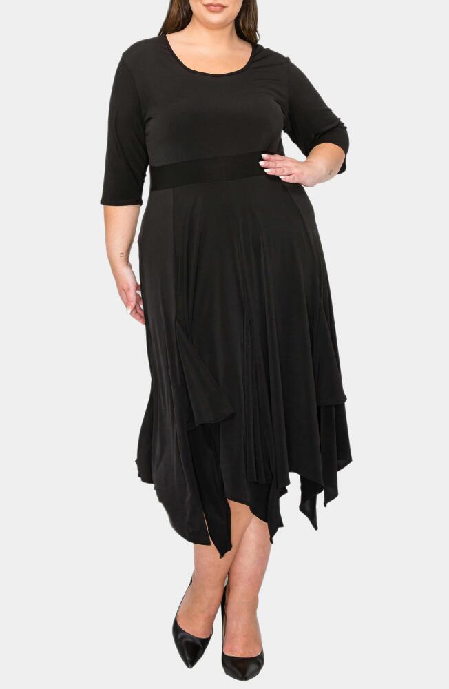 L I V D Shay Handkerchief Hem Midi Dress in Black Cover