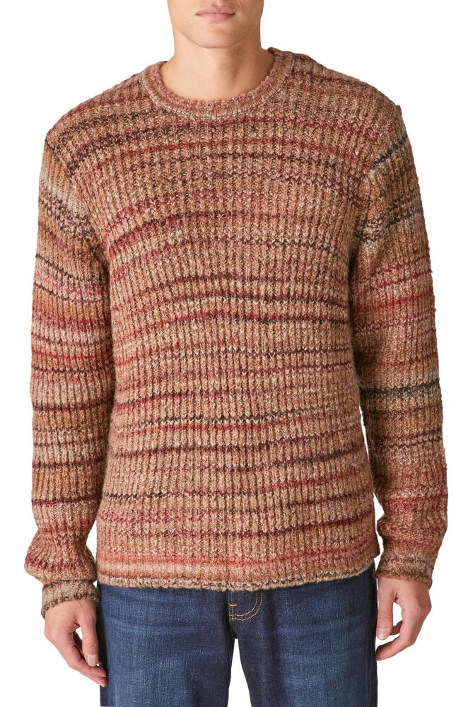 Lucky Brand Space Dye Crewneck Sweater in Warm Brown Multi Com Cover