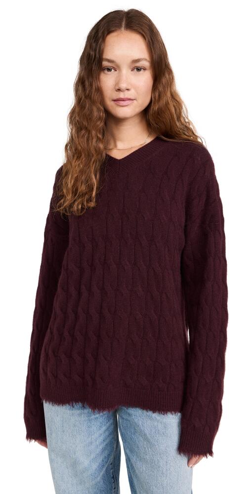 RE/DONE Cashmere Cable V-Neck Pullover Oxblood Cover