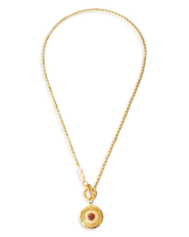 Ben Amun 14K Yellow Gold Plate & Red Crystal Pendant Necklace, 17 Cover