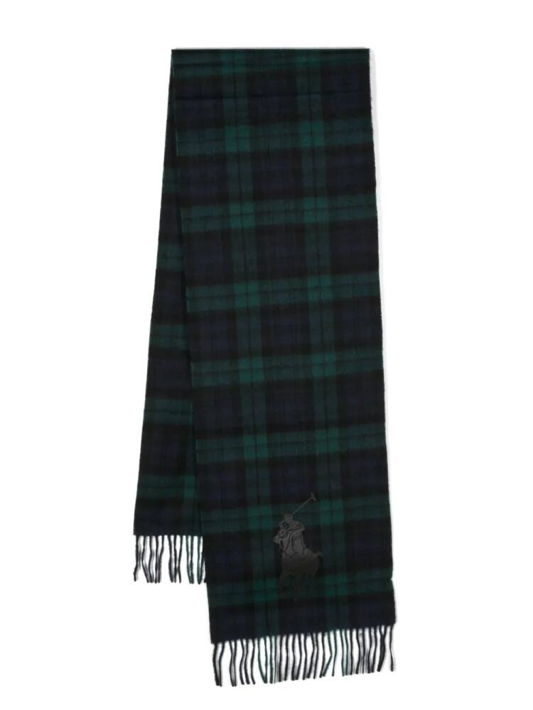 Polo Ralph Lauren Polo Pony-embroidered tartan scarf - Black Cover