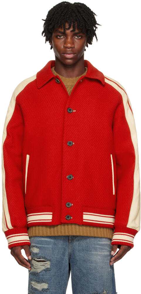 ADER error Red Paneled Bomber Jacket Cover