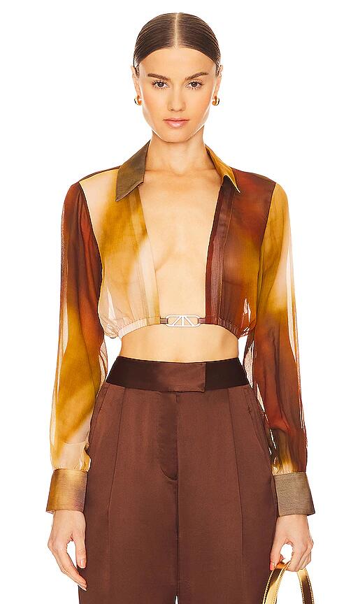 RTA Cropped Shirt in Brown Cover