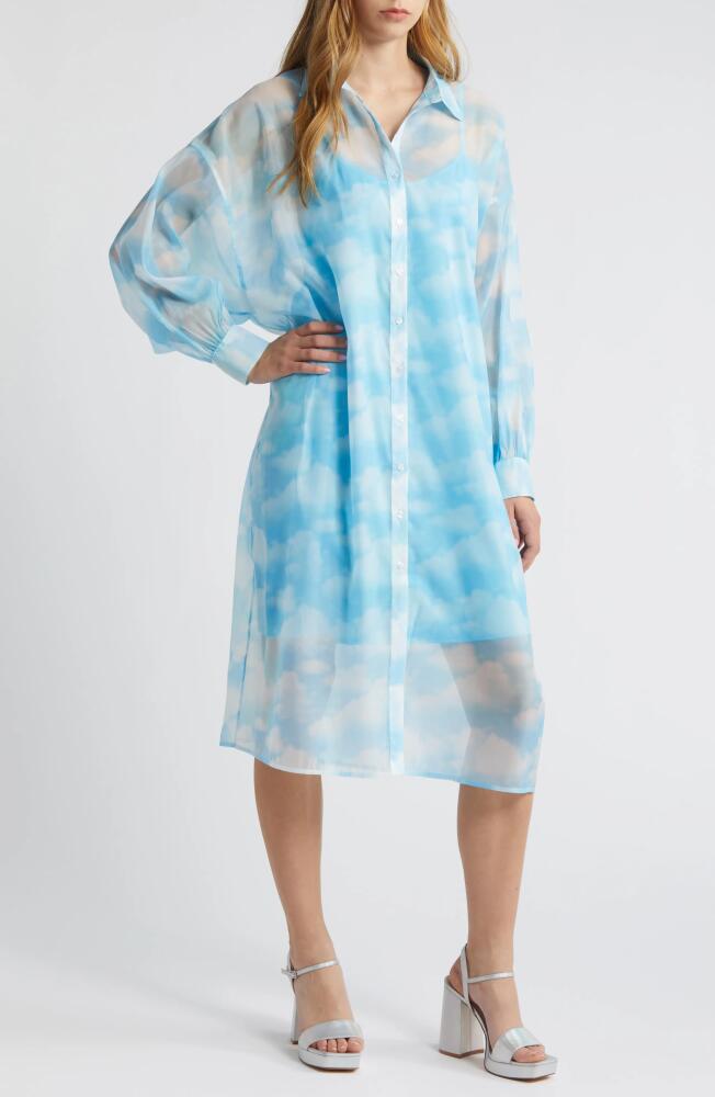 Dressed in Lala Cloud Sheer Long Sleeve Shirtdress Cover