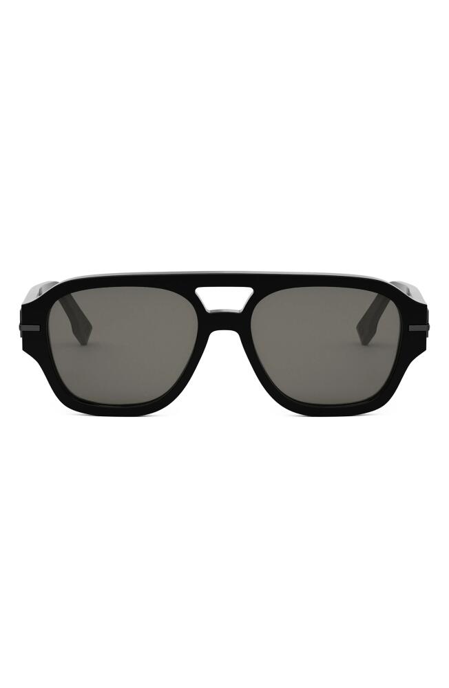 'Fendigraphy 55mm Geometric Sunglasses in Shiny Black /Smoke Cover