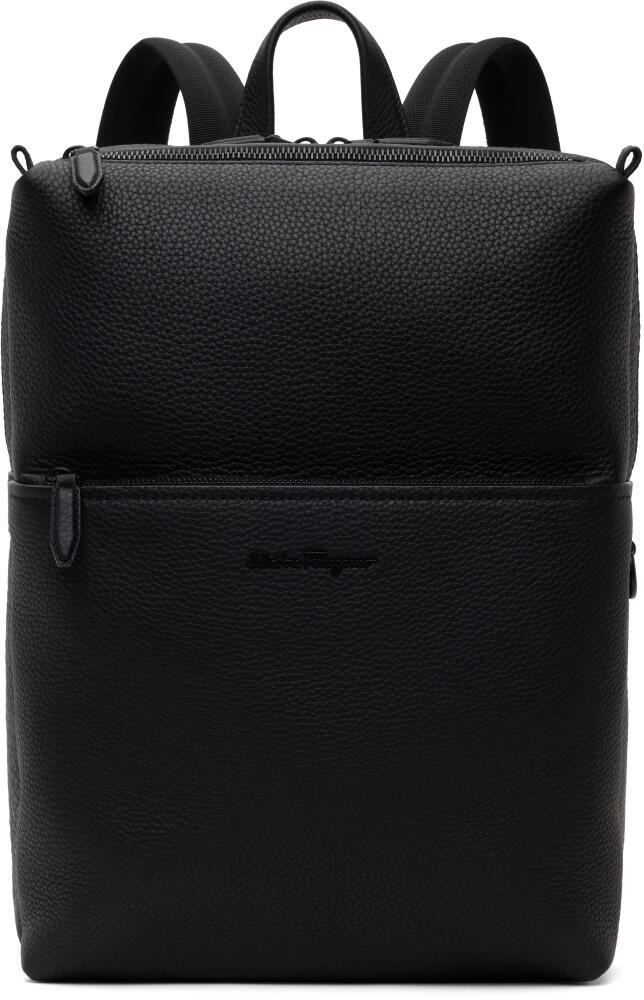 Ferragamo Black Rubberized Calfskin Backpack Cover