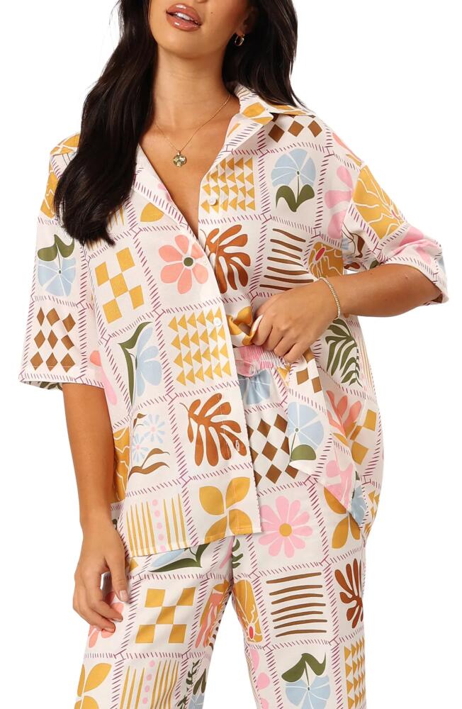 Petal & Pup Shay Oversize Patchwork Print Camp Shirt in White Multi Cover