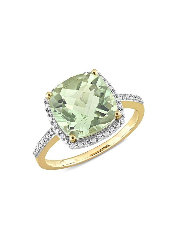 Sonatina Women's 14K Yellow Gold, Green Quartz & Diamond Ring Cover