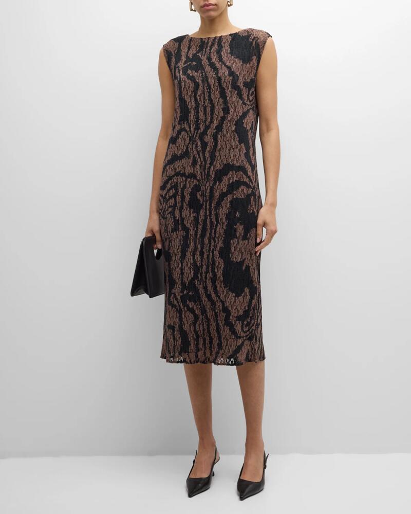 Lafayette 148 New York Abstract-Print Plisse Midi Dress Cover