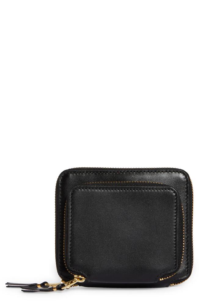 Comme des Garçons Wallets Outside Pocket Two-Compartment Leather Wallet in Black Cover