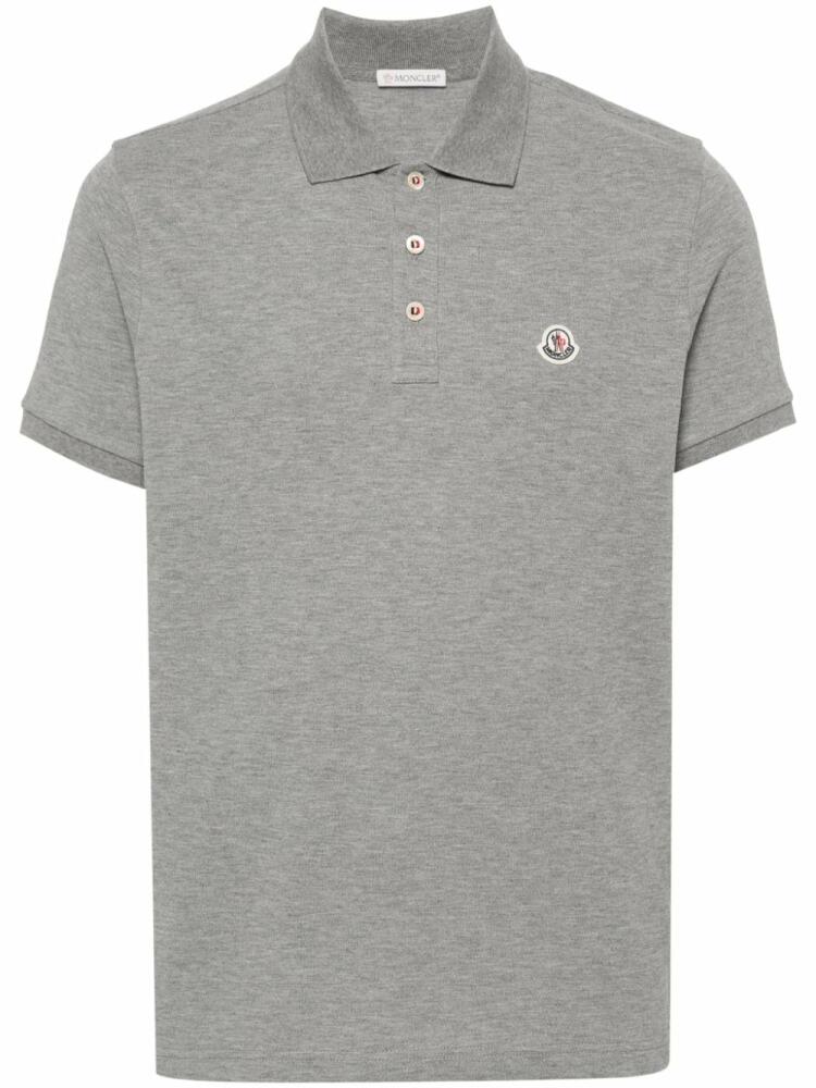 Moncler logo-patch polo shirt - Grey Cover