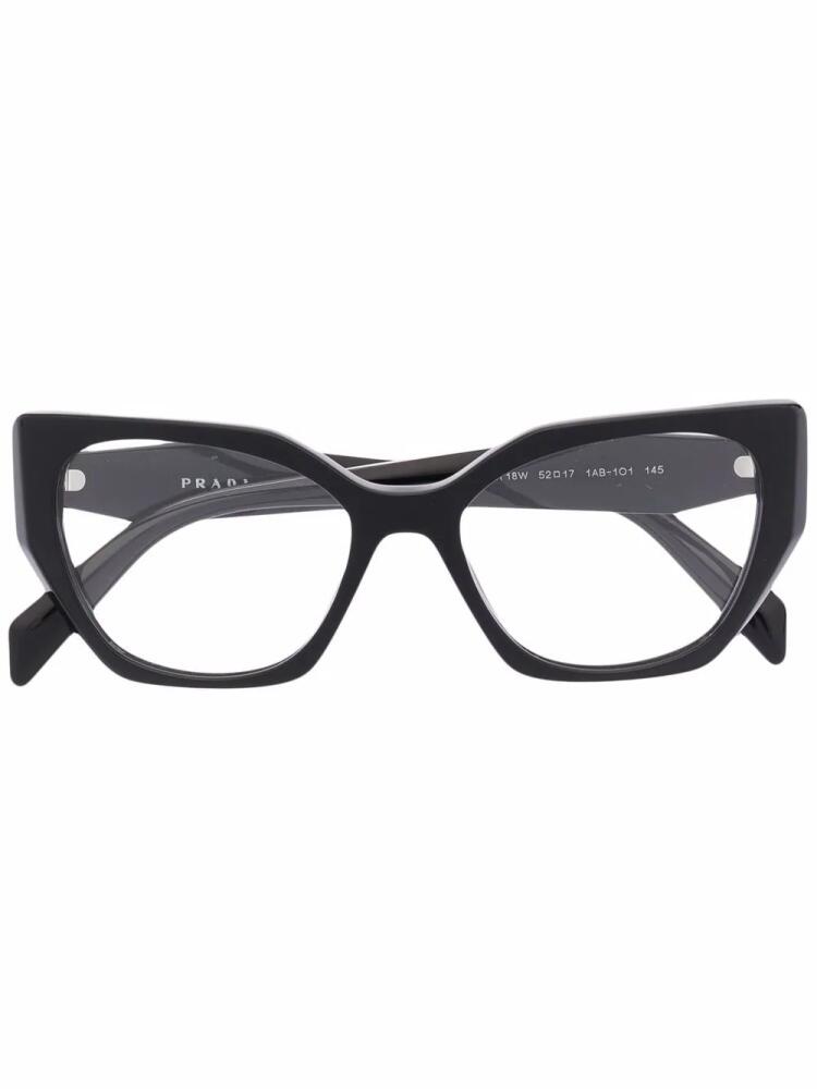 Prada Eyewear cat eye-frame logo-embossed glasses - Black Cover