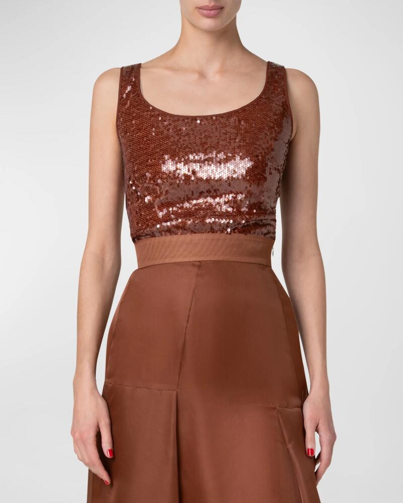 Akris Sequined Scoop-Neck Tank Top Cover