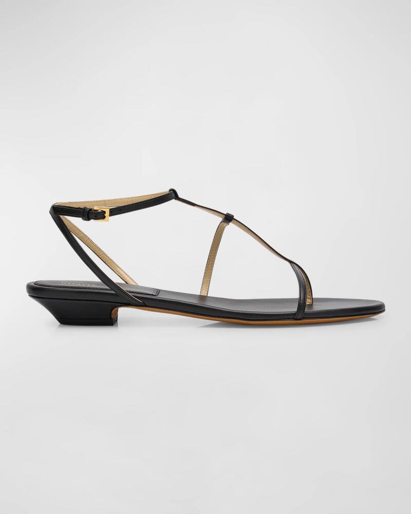 Khaite Jones Leather T-Strap Sandals Cover