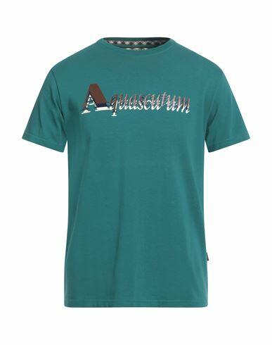 Aquascutum Man T-shirt Deep jade Cotton, Elastane Cover