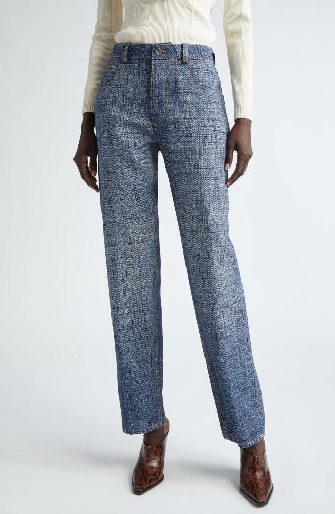 Bottega Veneta Denim Print Straight Leg Pants in Indigo/White Cover