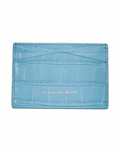 Alexander Mcqueen Woman Document holder Sky blue Soft Leather Cover