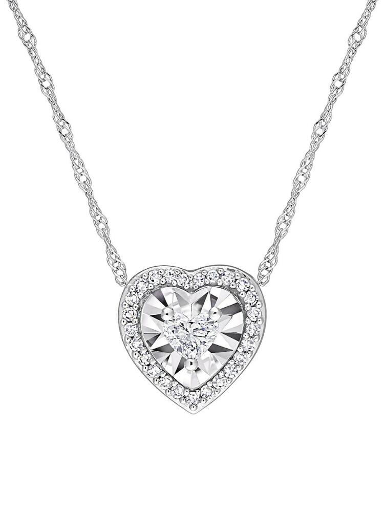 Sonatina Women's 14K White Gold & 0.25 TCW Diamond Heart Pendant Necklace Cover